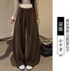 Pantalones marrones de pierna ancha para mujer, nuevo estilo otoño 2026, talla grande, corte holgado, efecto adelgazante, pantalones de sicomoro, pantalones deportivos tipo plátano