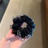 Elástico de Cabelo de Cetim Dongdaemun com Delicadas Contas de Cristal, Moderno e Simples, Versátil para Rabos de Cavalo e Coques