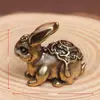 Adorno de Conejo Zodiacal de Latón Puro Auspicioso, Decoración para el Hogar Estilo Vintage, Adorno de Latón para Mascota de Té de Escritorio de Oficina