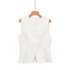 Ins estilo europeu e americano 2026 nova moda temperamento feminino vestuário atacado deslocamento gola redonda de um botão colete top