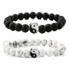 Pulseira Sol Tai Chi Marca da Moda Cor Contrastante Preto e Branco Fosco Pulseira de Contas Artesanal Fosca Pulseira Preto e Branco