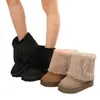 Nuevas botas de nieve cortas de suela gruesa, punta redonda, con solapa, peludas, para mujer, modelo de comercio exterior, plataforma transfronteriza, suela, zapatos de algodón cálidos y engrosados
