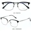 Novo Estilo Masculino de Negócios com Formato de Sobrancelha Semi-Titânio Tendência Armação Grande Óculos de Moda, Mesmo Estilo Popular no Xiaohongshu, Pode Ser Personalizado para Lentes de Grau, Atacado Disponível