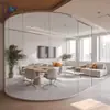 Edifício de Escritórios Divisória de Vidro Vidro Panorâmico de Camada Dupla 5+5mm Parede de Vidro Temperado Escritório Todo em Aço Transparente Isolamento Acústico