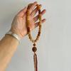 Pulseira de Contas de Bodhi Flor Colorida Gradiente Amarelo Verde Raiz de Bodhi Contas de Buda Pulseira de Raiz de Bodhi com Couro Esculpido Flor de Lótus
