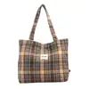 Bolso de Hombro Único Estilo Coreano Nuevo Otoño Invierno para Mujer Lana Moda Casual Cuadros Bolso Tote Estudiante Retro Versátil Bolso de Mano