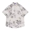 Camisa de manga corta suelta de verano, de alta gama, con caída, para hombre, moderna y elegante, con un estilo fresco y atractivo, con estampado de acuarela y tejido resistente a las arrugas, disponible ahora