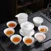 Ante Jade Blanco Porcelana Kung Fu Juego de Té Hogar Oficina Tetera Tapa Tazón Taza de Té Cerámica Gama Alta Lujo Ligero Regalo