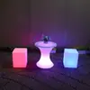 Mesa Redonda Luminosa de Barra LED para Exterior, Balcón, Mesa y Sillas de Ocio, Mesa Móvil Decorativa Minimalista Moderna