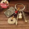 Doce Llaveros de Latón del Zodiaco, Colgantes de Calabaza y Torre Wenchang, Llaveros de Coche para Hombres y Mujeres, Accesorios de Estilo Chino Retro