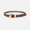 Cinto de Couro Genuíno com Fivela de Pino Versátil para Mulheres, Decorativo para Vestido Jeans, Cinto Feminino de Couro Bovino Fosco, Fashion Retrô