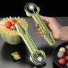 Rebanador de frutas 3 en 1 de acero inoxidable, boleador de frutas multifuncional para uso doméstico, sacabolas para frutas, herramienta para tallar frutas