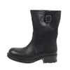 Botas de Moda Retro hasta la Pantorrilla con Hebilla Nuevo Estilo Británico Elegante Caballero 2026 Primavera/Otoño Botas Versátiles de Cuero Sintético para Mujer