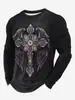 Camisa impresa de manga larga con cuello redondo para hombres y mujeres, nuevo estilo étnico europeo y americano de comercio exterior transfronterizo para hombres