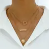 Moda Transfronteriza Europea y Americana Cadena para Clavícula Colgante Redondo con Borla Collar Apilado Multicapa Collar de una Sola Palabra Multicapa Juego de 3 Piezas