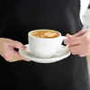 Taza de Cerámica Blanca Pura para Café Grabada Sawada 320ml Espresso Italiano Arte Latte Boca Ancha Set Latte Cappuccino