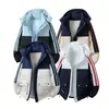 Talla europea cruzada se puede personalizar color exterior bloques de color rayado acolchado de algodón ropa hombres invierno con capucha holgada acolchado de algodón chaqueta pan abrigo hombres