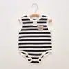 2026 Verano Nuevo Estilo Mono Tipo Chaleco para Bebé Rayado Unisex Mono Triángulo para Bebé Mameluco sin Mangas