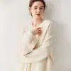 Coleção Outono/Inverno 2026 Bai Cai Rong: Cardigan Tricotado Feminino Cor Sólida Estilo Coreano Relaxado, Peça de Roupa Grossa, Manga Longa Simples