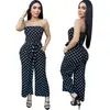 C7876 Cruz 2026 Nueva Ropa para Mujer Europea y Americana Sin Tirantes Lunares Retro Ceñido a la Cintura Con Cordones Pierna Ancha Sexy Mono