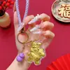 Llavero Dorado Año del Caballo con Acabado de Lujo, Colgante Dios de la Fortuna de Oro Puro, Amuleto de Riqueza Instantánea, Decoración para Bolso, Regalo de Año Nuevo