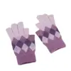 Luvas Meias de Diamante Quentes para Escrever no Inverno Xadrez Tricotadas Versáteis Dedos Livres Tela Sensível ao Toque Luvas de Nova Moda