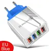 Carregador 4USB para celular, computador, tablet Cor 3A Cabeça de carregamento de viagem Padrão EUA, Europa, Britânico Carregador atacado transfronteiriço
