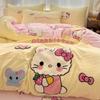 Juego de Cama de Algodón Lavado Puro Estilo Ins Ultra Suave Clase a Juego de Cuatro Piezas Funda de Edredón Estilo Dibujos Animados Todo Algodón Juego de Tres Piezas para Dormitorio