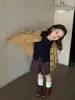 Gabardina Infantil 2026 Otoño Nueva Moda de Gama Alta para Niñas Abrigo Top a Cuadros de Manga Larga