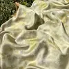 Tela de Mezcla Seda-Seda con Patrón de Musgo Amarillo Claro, Chaleco de Estilo Nacional Nuevo Estilo Chino, Qipao, Bolsita, Tela Hecha a Mano