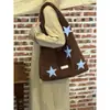 Bolso de Hombro de Lana Bordado de Estrella Retro Coreano Nuevo Bolso Tote Casual Simple para el Trabajo Gran Capacidad Bolso de Axila