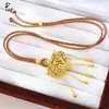 Bolsa com Cadeado Discípulo de Tianzi Pingente de Cobre Banhado a Ouro com Flores Vazadas Esculpidas e Franjas, Colar Novo Estilo Chinês Venda por Atacado
