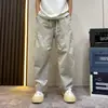 Pantalones de pierna curva simples versátiles transpirables de verano para hombre marca de tendencia americana sueltos guapos color liso casual de pierna recta modernos