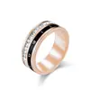Popular Anillo de Acero de Titanio de Estilo Lujoso de Alta Gama con Diamantes Cuadrados Completos, Números Romanos Giratorios, Joyería de Anillo de Compromiso Unisex
