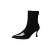 Botines Nuevos de Otoño con Cremallera Trasera, Punta Fina, Tacón de Aguja Alto, Versátiles, Adelgazantes, de Piel Genuina, para Mujeres Delgadas