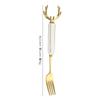 Juego de cuchillo y tenedor navideño estilo occidental para comer bistec vajilla cuchara de acero inoxidable 304 cerámica cuerno de alce juego de tres piezas