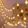 Bola Redonda Sino de Floco de Neve Rena Árvore de Natal Estrela Luz Decoração de Natal Luz de Ambiente para Quarto Fio de Luzes