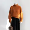 Suéter Grueso de Punto Cálido para Otoño e Invierno, Elegante Top de Moda de Cuello Alto con Mangas Largas, Prenda Básica Sencilla para Mujer
