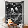 Tapiz de tela con fondo de calavera en blanco y negro con explosiones transfronterizas, ambiente moderno, decoración de habitación de Halloween, tela para mesita de noche