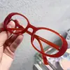 Óculos Antiluz Azul Elegantes com Armação Oval Vermelha da Moda para Mulheres, Armações Estilo Coreano para Estudantes, Podem Ser Personalizados com Receita