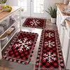 Alfombra de suelo de terciopelo de cristal a cuadros retro de tira larga, alfombrilla antideslizante para entrada de cocina, estilo festivo, alfombra larga duradera para uso doméstico