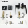 Juego de Cerradura para Puerta de Entrada Estilo Americano Personalizado de Aleación de Zinc, Cerradura con Manija Negra Cuadrada para Puerta, Cerradura Antirrobo para Puerta de Madera Interior