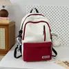 Mochila Grande Capacidade Estudante Universitário Novo Estudante do Ensino Fundamental Moda Simples Bloco de Cores Versátil Mochila Escolar Mochila de Viagem Feminina