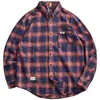 Camisa Xadrez Pesada Retro Estilo Americano para Homens, Manga Longa, Caimento Solto, Camisa Tendência Estilo Japonês, Jaqueta Cardigan para Homens