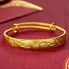 Nuevo brazalete de estilo chino de oro arena dragón y fénix antiguos dragón y fénix chengxiang apertura ajustable oro macizo 999 joyería al por mayor