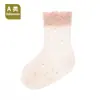 Meias de Renda Finas Respiráveis de Algodão Penteado para Bebês Recém-Nascidos Meninas, Meias de Malha Doces Coloridas com Desenhos Fofos Atacado