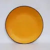 Plato tazón de gres con esmalte amarillo mate luna