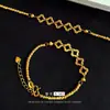 Ouro Areia Brilhante Design de Luxo Leve Contas de Gelo Triturado Trevo de Quatro Folhas Vazado Pulseira Feminina Moda Versátil Joias Atacado