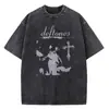Hip Hop Deftones Camiseta Unisex de Verão Lavada Estampa Vintage Camiseta de Algodão Camiseta Fashion Streetwear para Homens