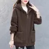 Suéter de piel de cordero para mujer, engrosado, 2024, nuevo, otoño e invierno, suelto, cárdigan con cremallera estilo coreano, abrigo de terciopelo teddy